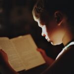 boy, book, reading